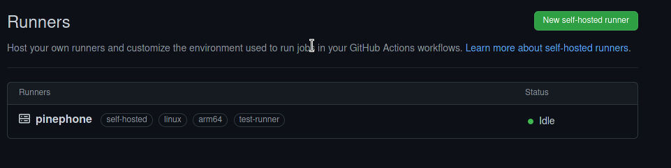 Github runner is running on the PinePhone